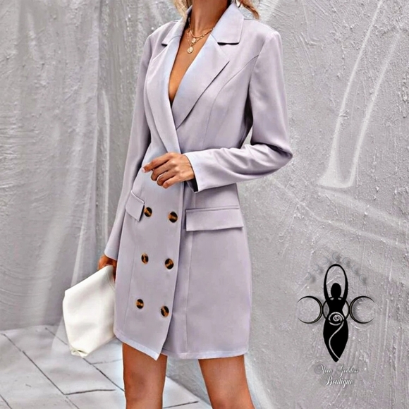 Moon Goddess Boutique Dresses & Skirts - BLAZER DRESS | Double Button Greyish Blazer Dress